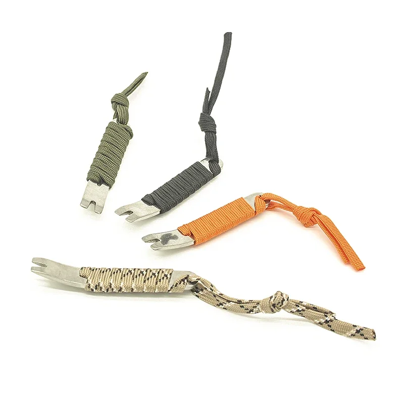 Outdoor DIY Parachute Small Pocket EDC Stainless Steel Crank Scraper Crowbar Winding Pin Key Crowbar Multifunctional Tool