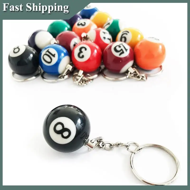 -MEOF Juego de llaveros de bolas de billar de colores, 48 piezas, mini bolas de llavero mágicas, accesorios de cadenas de billar de ocho bolas