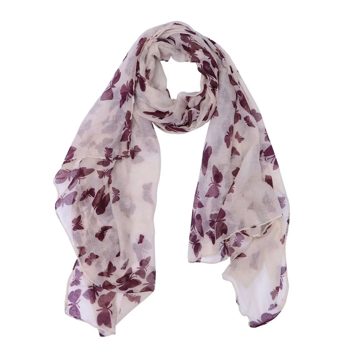 

Beige 180x100cm Women Long Scarf Voile Shawl Wrap Soft Comfortable All-Season Use Spring Autumn Winter Air-Conditioned Room