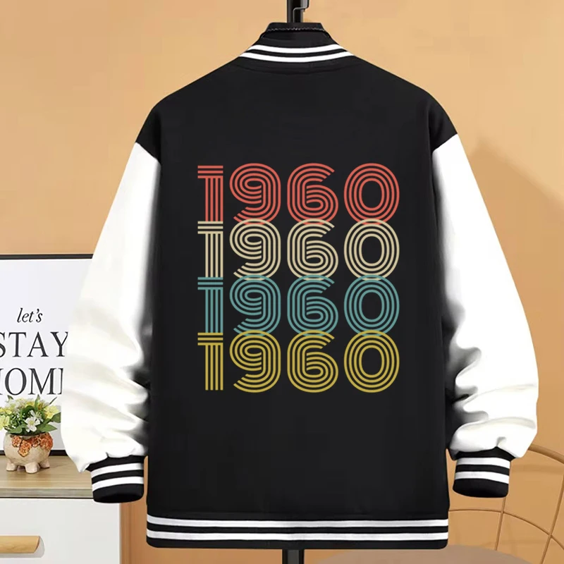 Men's Women's Jacket 1960 Classic Graphic Retro Birthday Gift Hip Hop Style Autumn Clothes 64 Years Old Baseball Bomber Jacket