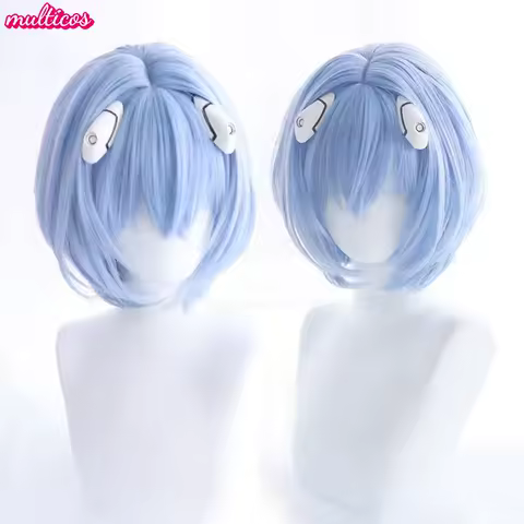 Ayanami Rei Cosplay Wig EVA Cosplay 30cm Short Blue Heat Resistant Synthetic Hair Halloween Party Anime Wigs + Wig Cap