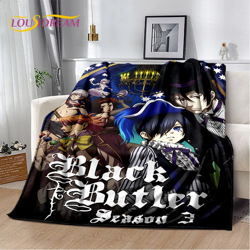 Cartoon Black Butler Anime 3D Blanket,Soft Throw Blanket for Home Bedroom Bed Sofa Picnic Travel Office Rest Cover Blanket Kids