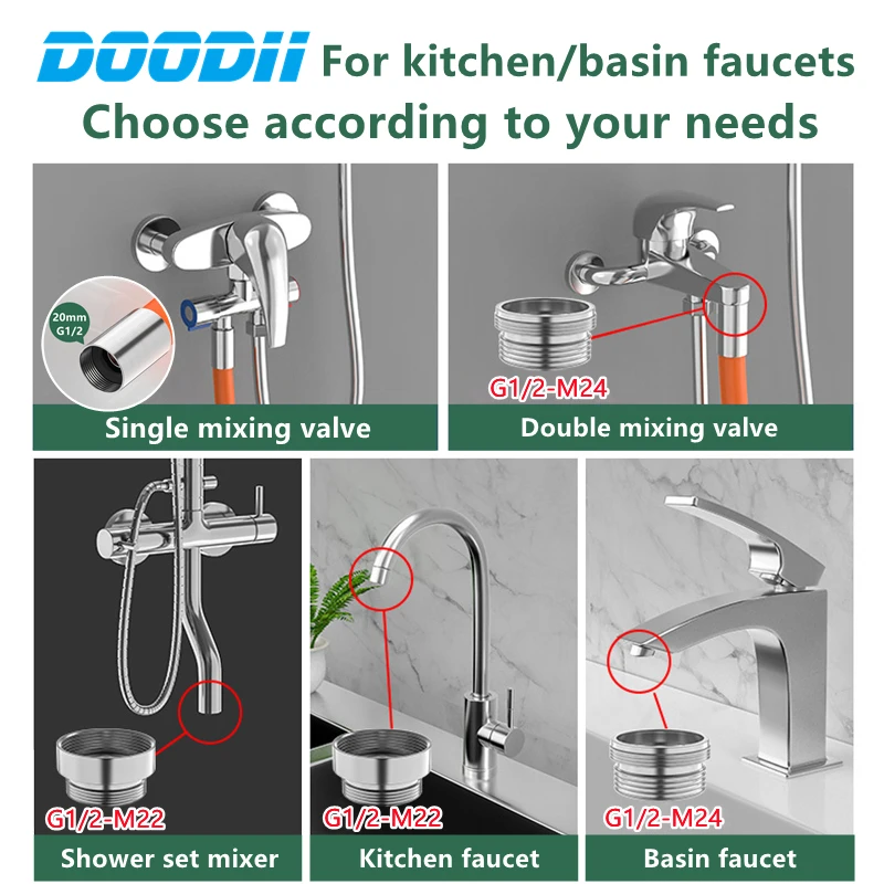 DODI High Quality Faucet Extension Extender Bathroom 360°Rotation Adjust Free Bending Faucet Splash-proof Universal Extension