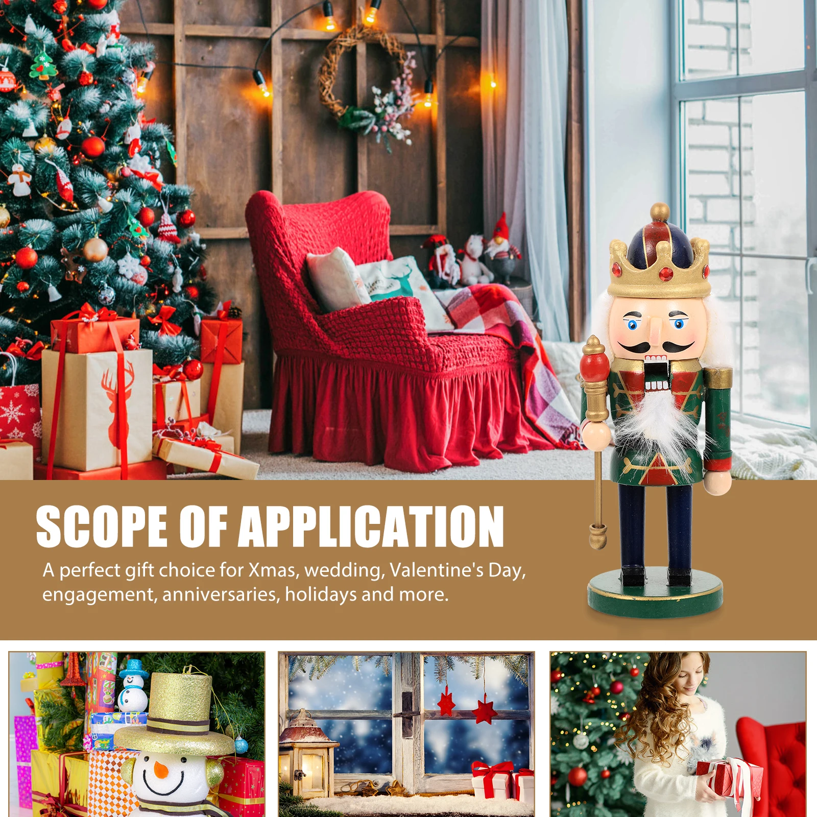 

Nutcracker Soldier Wooden Xmas Tabletop Ornament Holiday Decoration Vintage Home Decor Christmas Nutcracker Figure Desktop