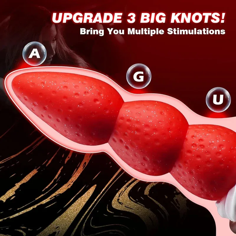 Fantasia morango monstro nó grande bunda grande contas anais enorme ventosa anal plug grosso dragão animal cão vibrador adulto