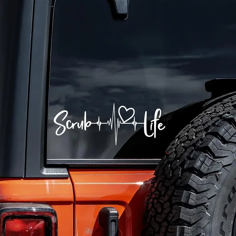 

Scrub Life Nurse Tech Heartbeat Car Stickers For Laptop Water Bottle Phone Car Truck SUV Motorcycle Vehicle Window Wall Cup Bump