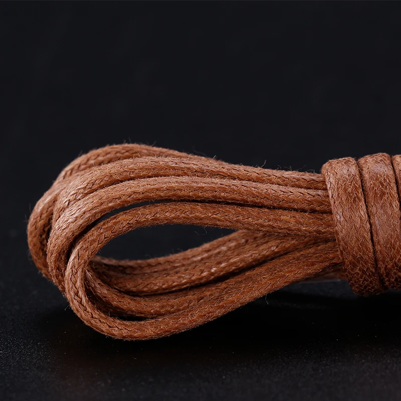 60-180CM 12Colors Waterproof Round Waxing Leather Shoelaces Classic Simple Soft All Match Boot Strings Laces