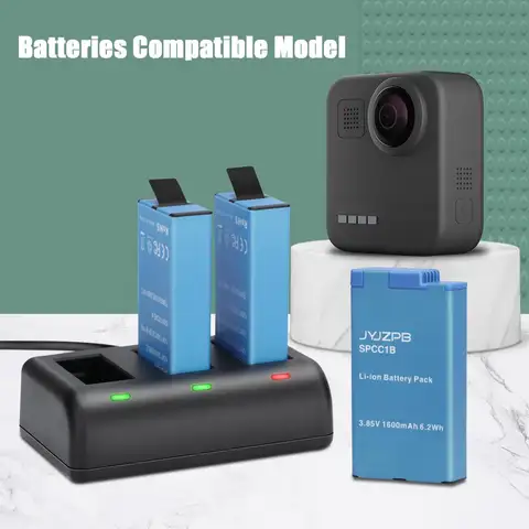 JYJZPB 1600mAh MAX Replacement Lithium Battery 6.16Wh 3-Packs and 3-Channel Battery Charger Compatible for GoPro MAX 360