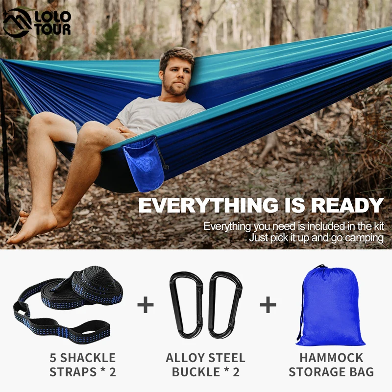 

98x55inches Portable Outdoor Camping Hammock Travel Hammock Swing With Tree Belt 210T Nylon High-Quality Outdoor Camping Holiday