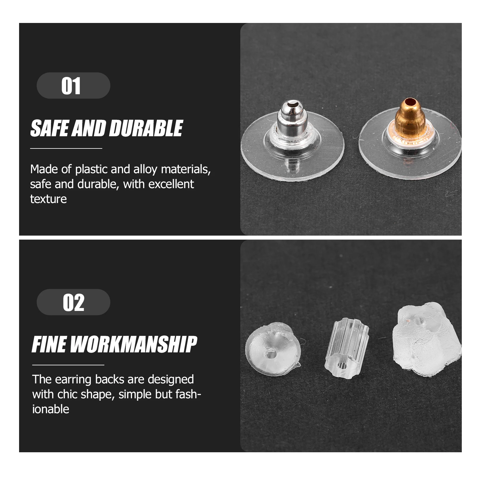 

1 Box Of Earring Backs Transparent Ear Ring Secure Stoppers Jewelry Accessories Earring Posts Studs Diy Plug Locking Simple