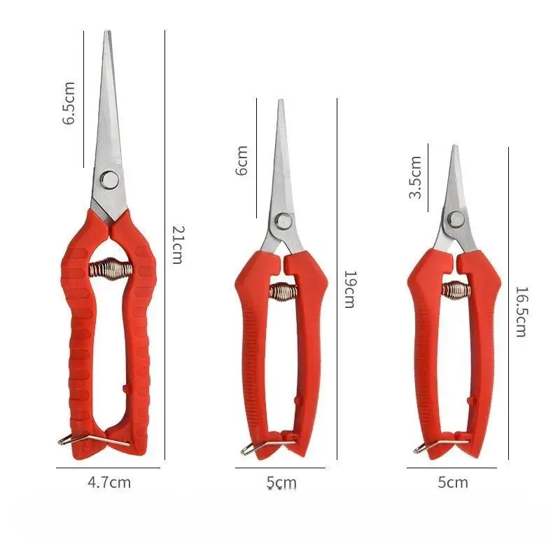 Hot 1Pcs Stainless Steel Garden Pruning Shears Non Slip Red Handles Spring Loaded Design For Trimming Plants Home Gardening Use