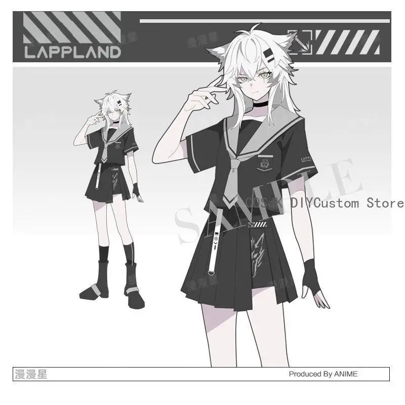 Game Lappland Arknights JK Sailor JK Uniform Summer College Short Sleeve T-shirt Tee Tops Skirt uit Student Cosplay Costume Suit