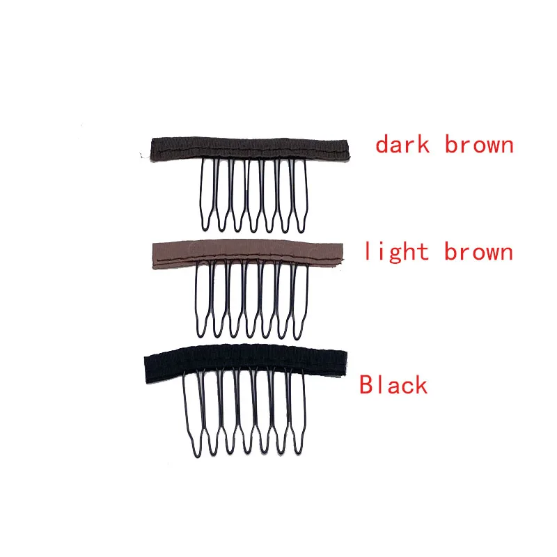 40 pcs 7 teeth black wig comb clips for full lace wig cap wig accessories cloth wig clips black dark light brown dark brown