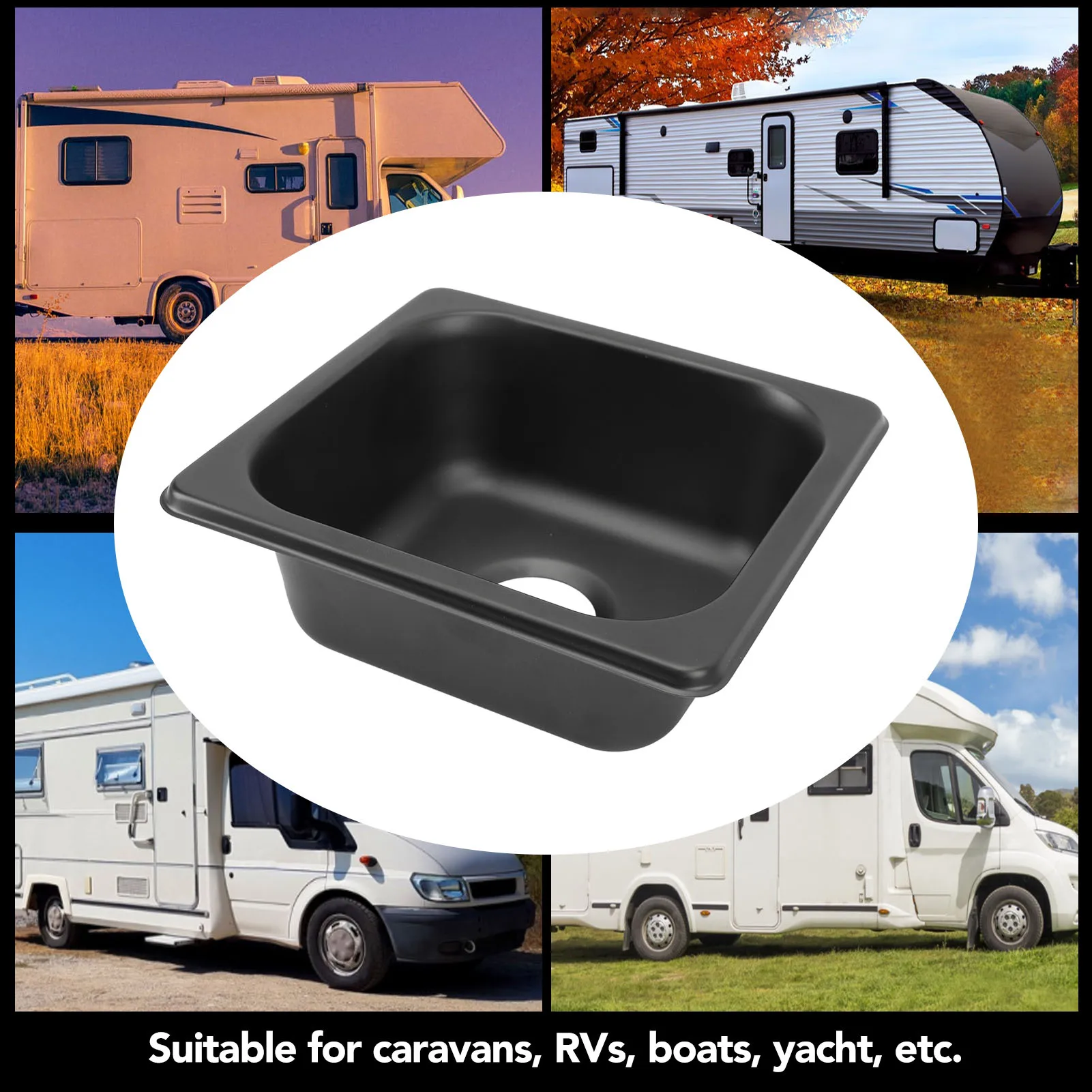 175 X 160 X 70mm RV Sink 304 Stainless Steel Black Electroplated Drop in Bar Sink for Boat RV Bathroom Sink Stainless Steel Sink