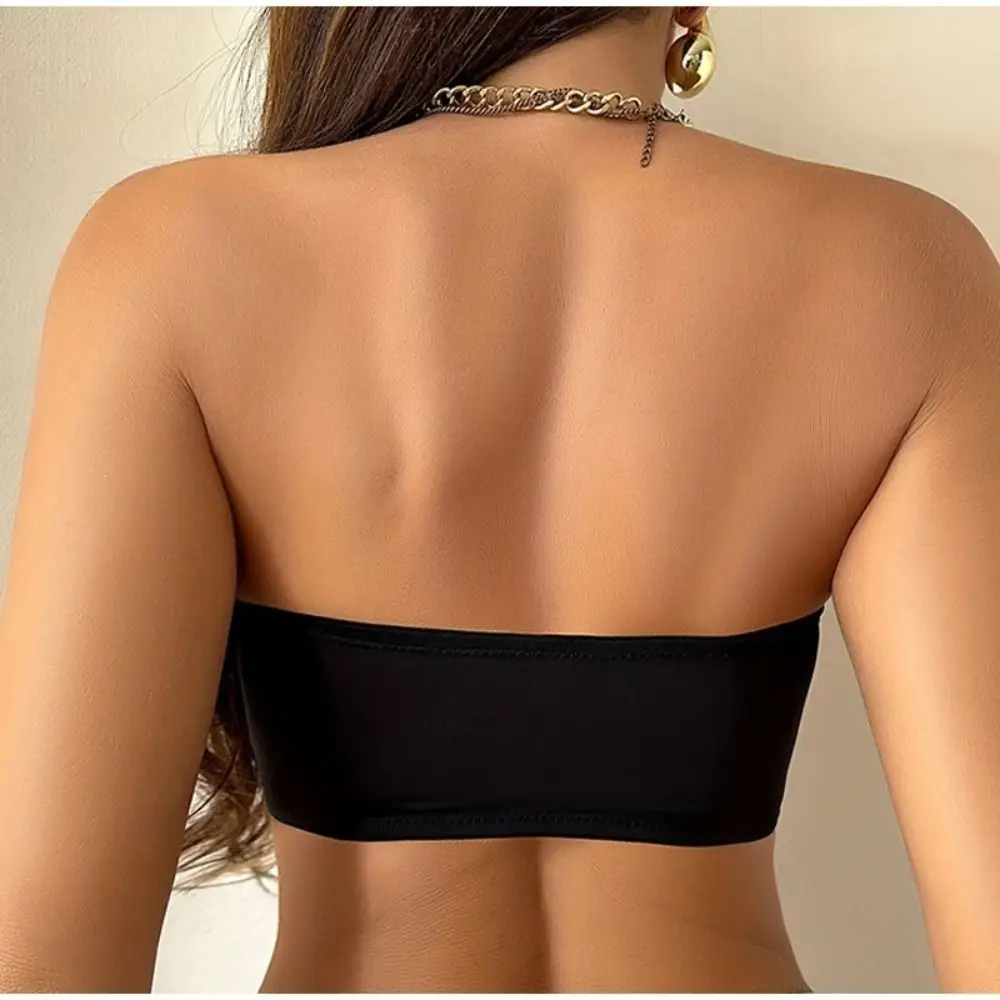 

New Soft Cushion Strapless Bra Wire Free Non-slip Design Front Button Bra No Steel Rings Seamless Removable Padded Bra