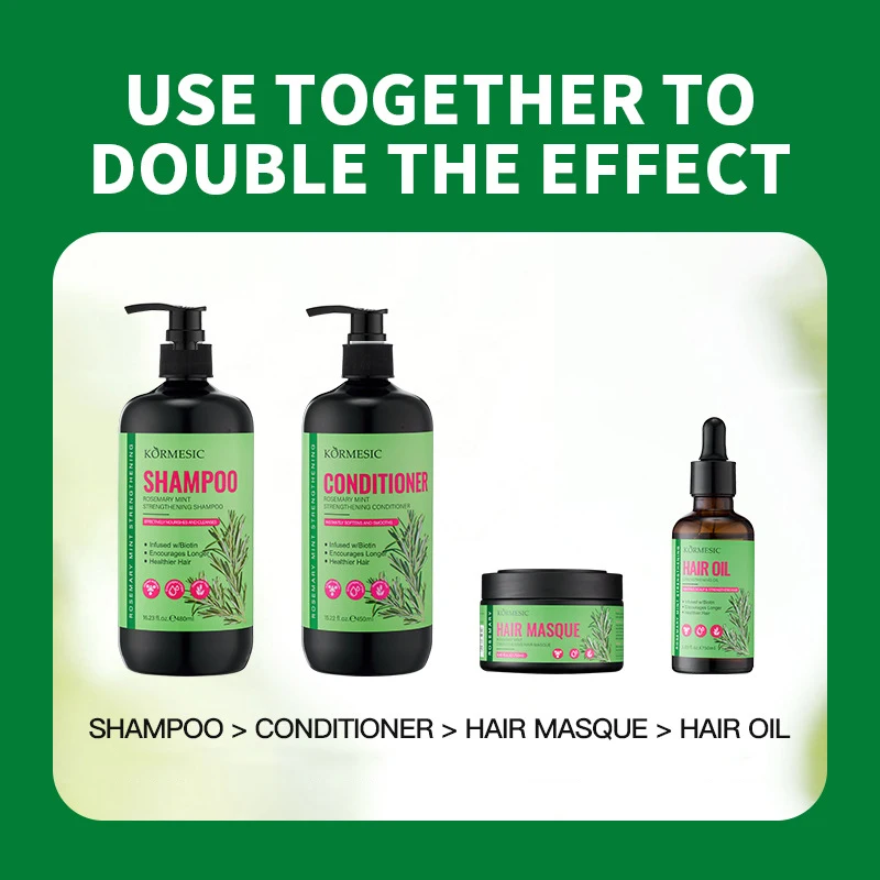 育毛製品キット ローズマリーミント ファストデンスヘアシャンプー コンディショナー ダメージヘアマスクの修復 脱毛防止セラムオイル