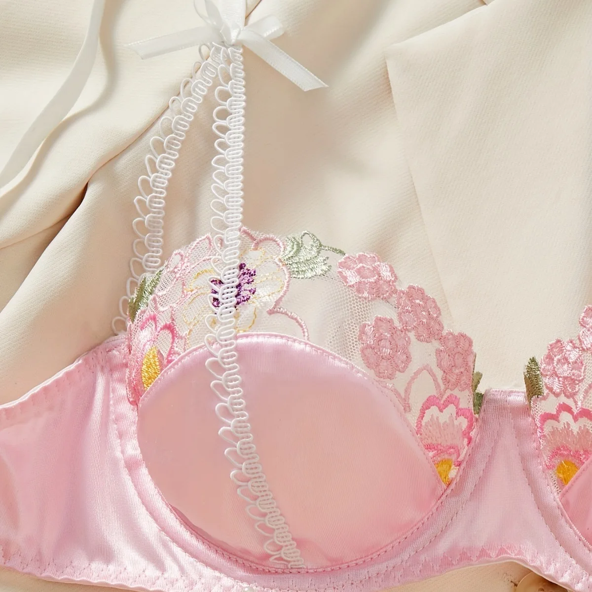 Pure Desire Embroidered Floral Lace Bra Set Comfortable Sexy Underwear Set Low Waist ort Pants Women's Underwear