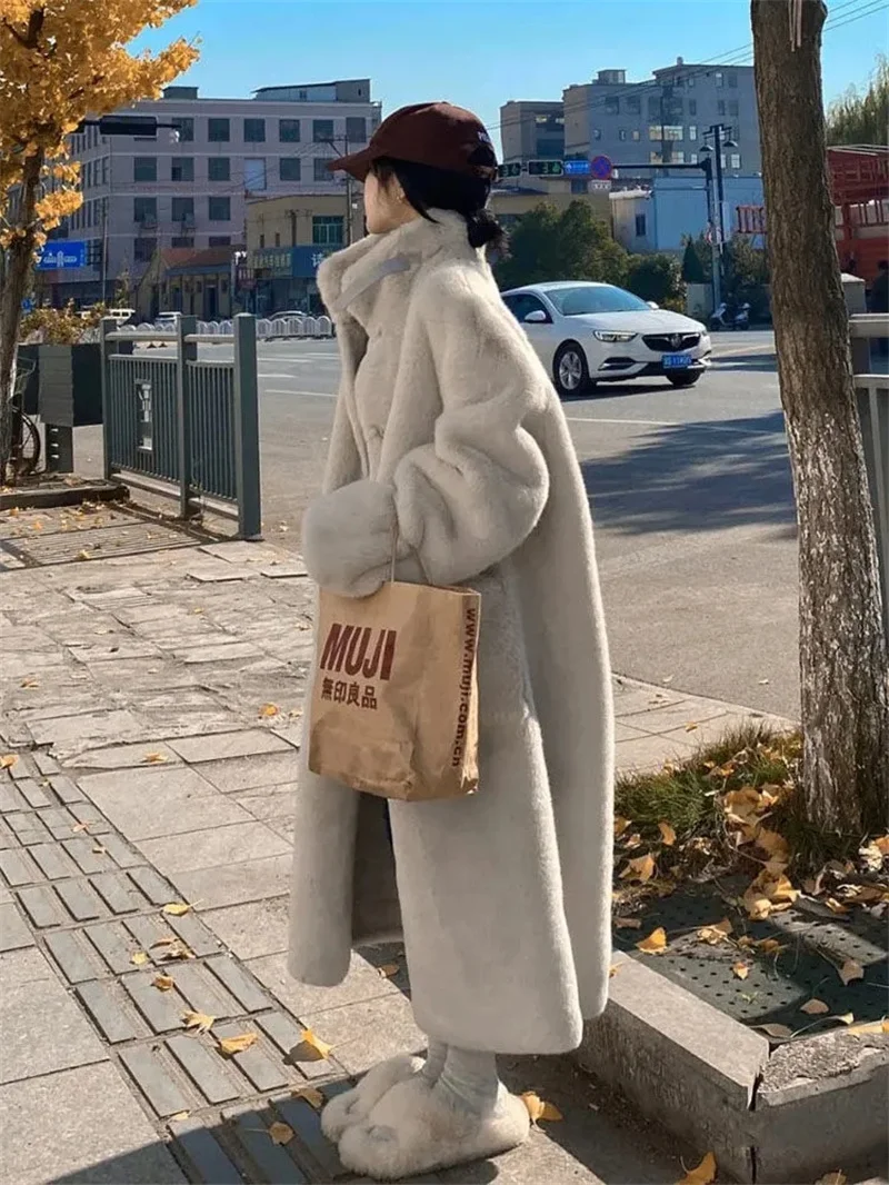 Women's 2024 Winter Mid Length Loose Slim Skin Fur Lntegrated Environmental Protection Mink Fur Coat With Fur Fur Fur Buckle WLF