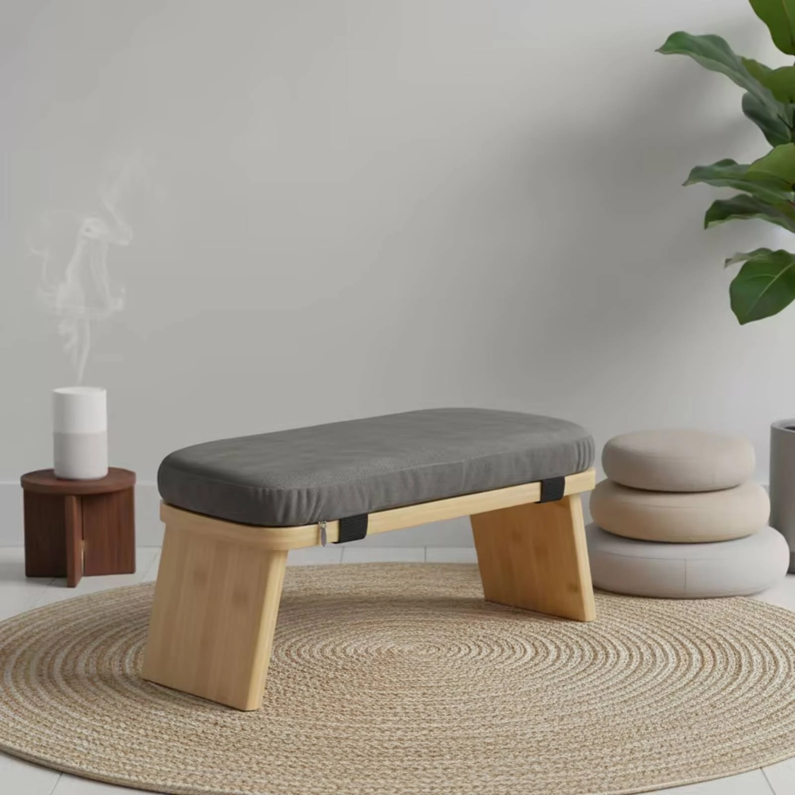 Kneeling Stool with Cushion Comfortable Kneeling Stool Meditation Bench Upholstered Furniture Low-Sitting for Practitioners view 3