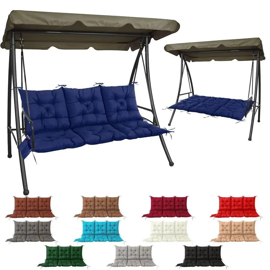 

3 Seat Cushion for Outdoor Swing 60x40 inches, 4 Thick Porch Swing Cushions with Ties and Storage Bag, Waterproof Bench Cushions