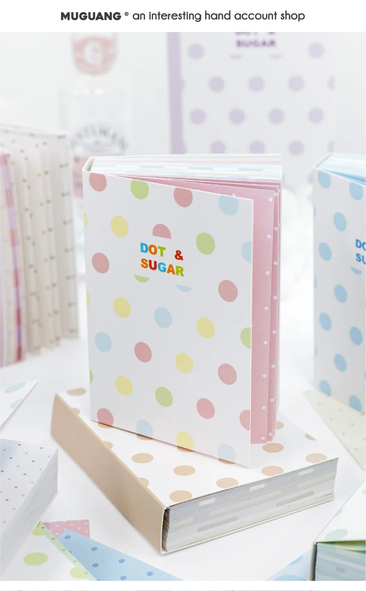 Journal GO 200 Seiten Punktemuster und Zucker-Motiv Notizbuch Niedliches Polka-Dot-Muster Dekoratives Papierblock für Journaling und Scrapbooking – Detail 1