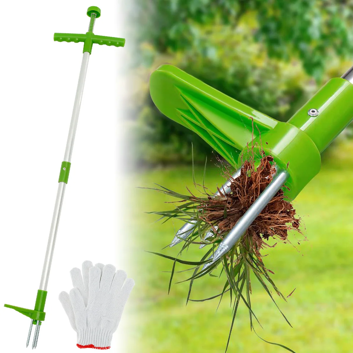 39inch Weed Puller Stand Up Handle Manual Weed Removal Tools Long Hand Tool with Stainless Steel Claw Sturdy Lightweight Pulling