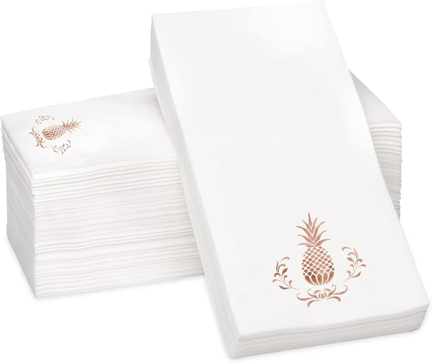 Paper Dinner Napkins, Pineapple, Rose Gold Foil, Stamped, Wedding, Receptions, Parties, Bathroom, 100 Count