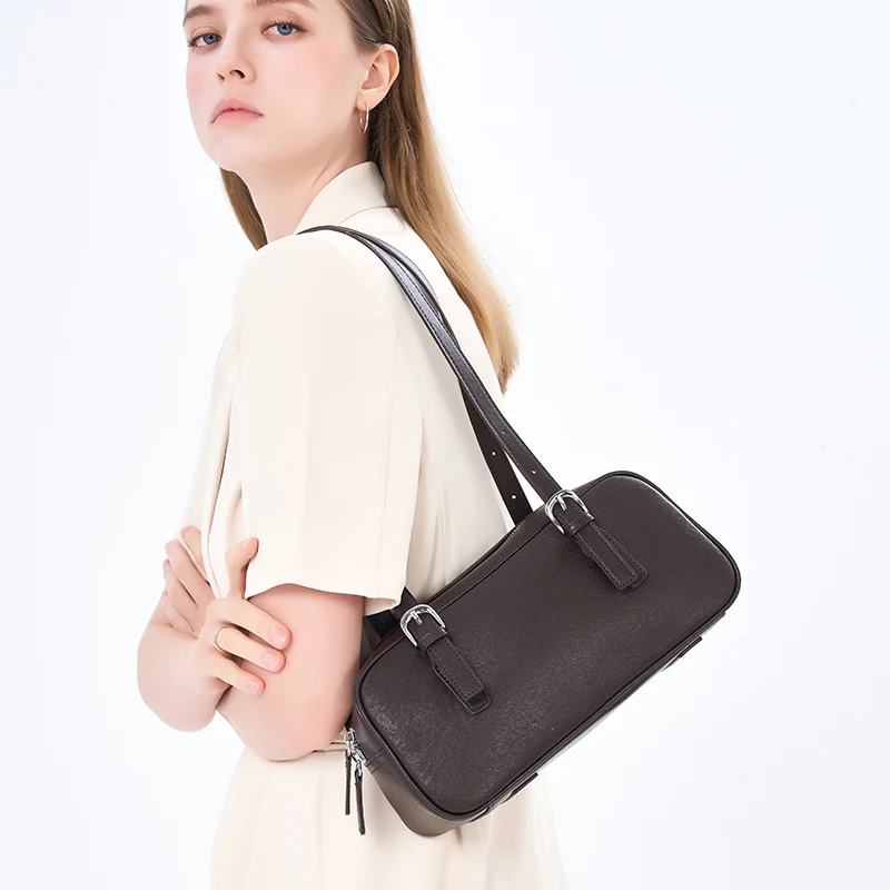 

Ladies Fashion Trend Designer Luxury Handbag Female Cowhide Retro Commute Boston Bag Women's Cow Leather Soft Shoulder Bags Lady