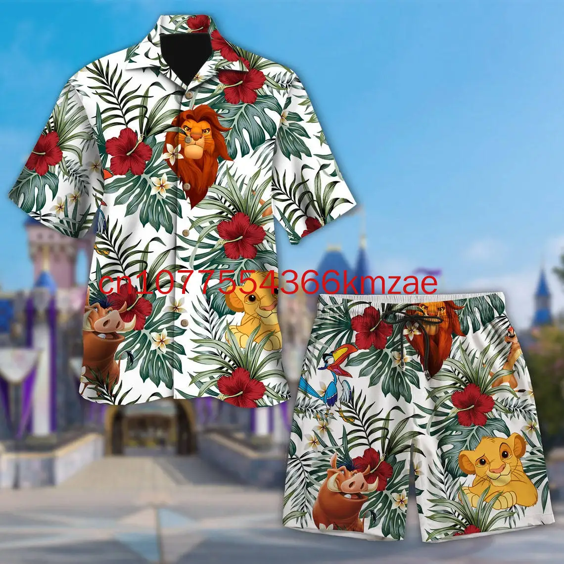 

Гавайская рубашка и шорты The Lion King, летний пляжный комплект Disney, модный мужской и женский комплект рубашек с короткими рукавами с 3D принтом