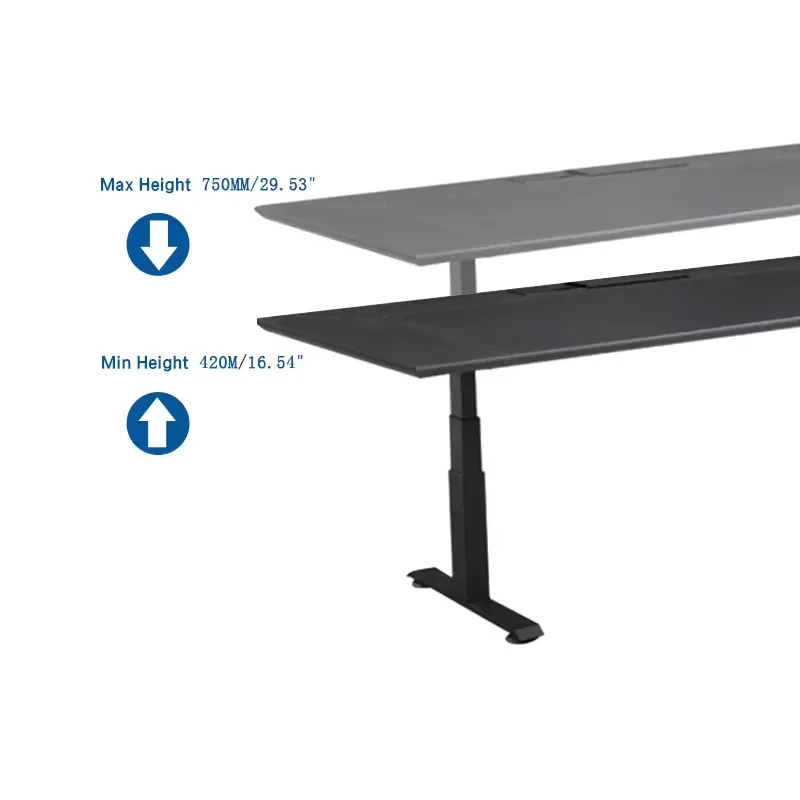 Electric Lifting Coffee Table Frame Dual Motor 3 Stage Metal Height Adjustable Modular Durable Design Black Luxury