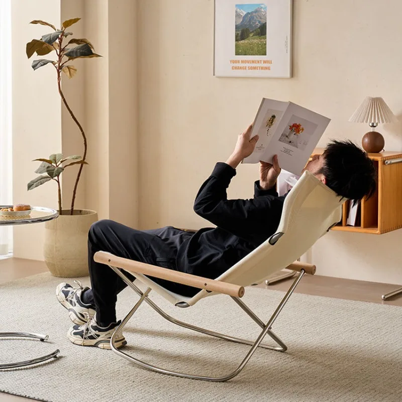 كرسي كسول قابل للطي في الهواء الطلق مريح للتخييم الترفيهي الفردي