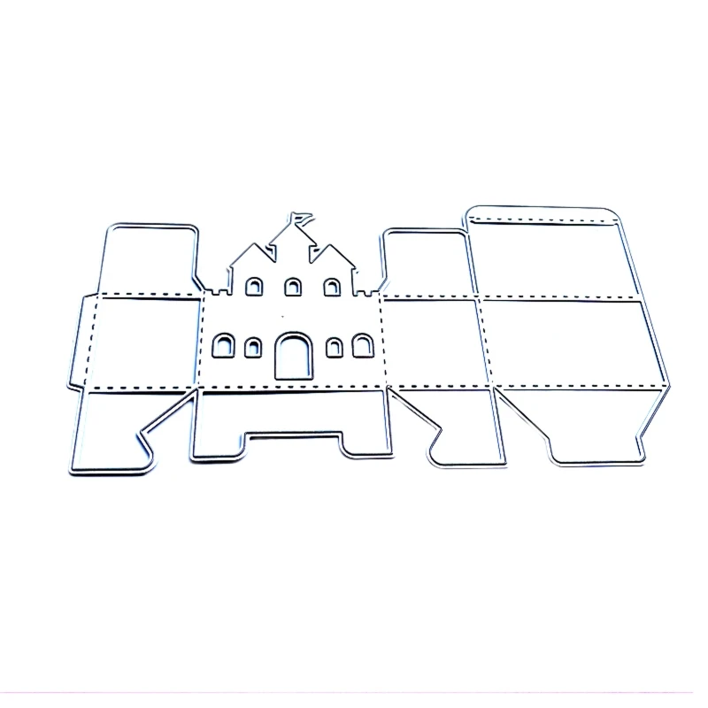 

3D Hollow Castle Candy Box Stitched Metal Cutting Dies Stencil DIY Handmade Folding for Case Embossing Scrapbooking Temp