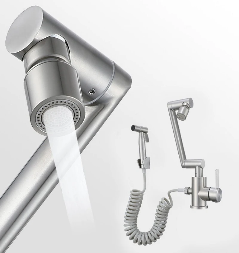 صنبور حوض الحمام مع بخاخ جانبي 1080 °   صنبور حوض خلاط للمياه الباردة والساخنة متعدد الوظائف، وضعين، صنبور رش مغسلة