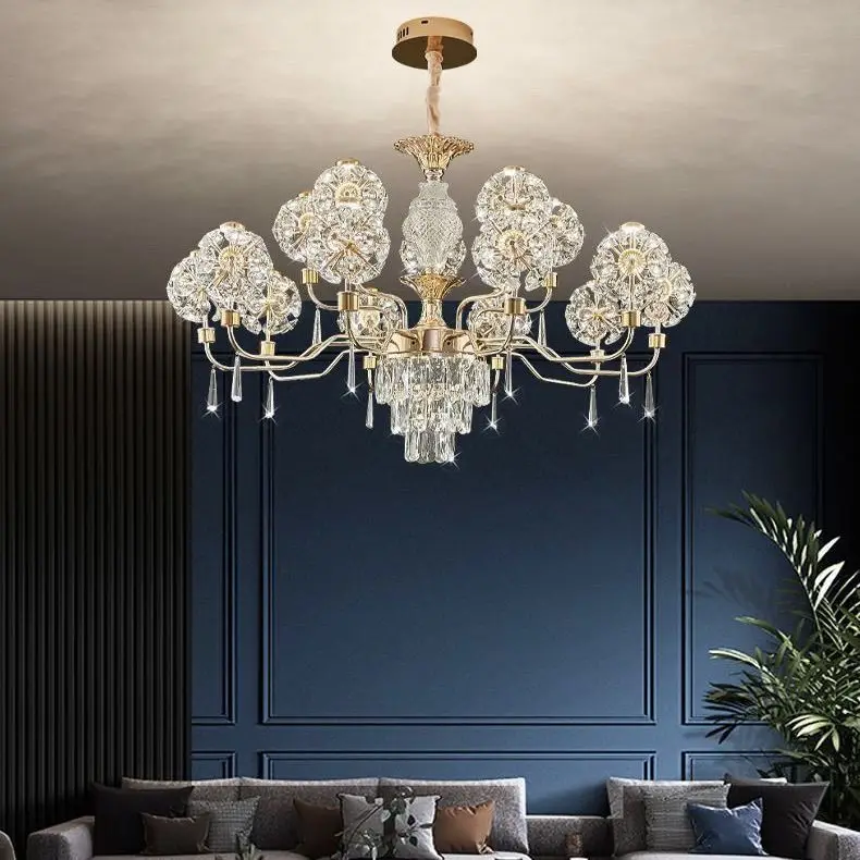 Modern LED Embroidery Ball Ceiling Chandeliers Crystal Living Dining Room Pendant Lamp Home Decor Hanging Light Luster Fixtures