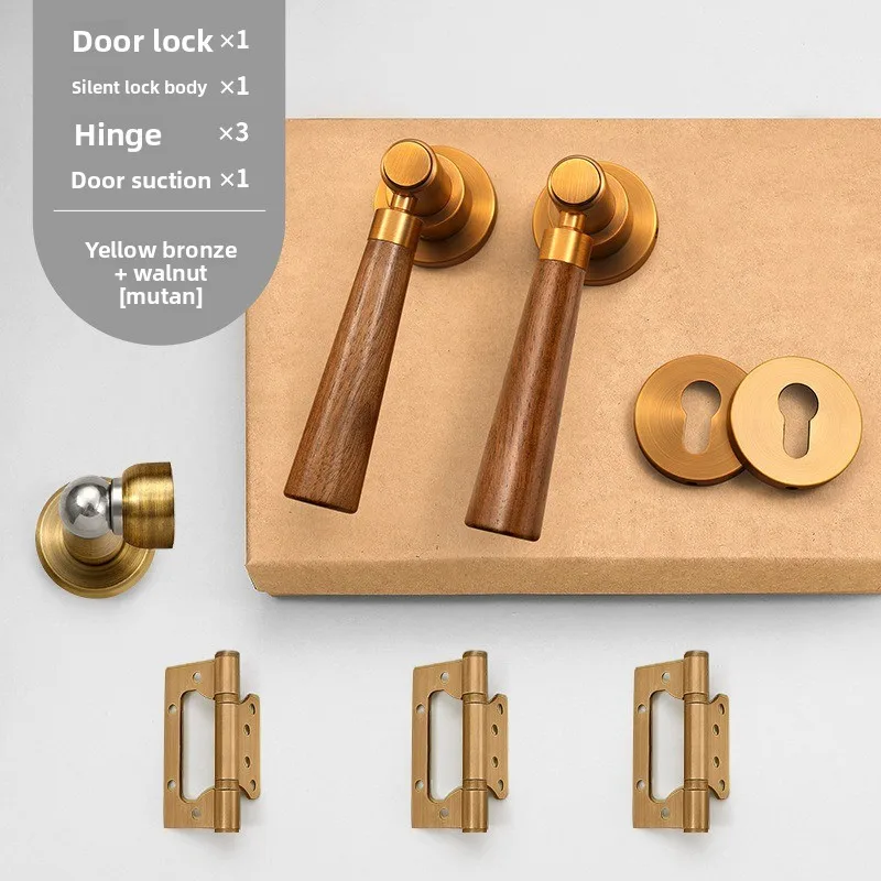 

Household Room Door Lock, Retro Interior Bedroom, Office Door Lock, Magnetic/silent Split Lock Set (including Hinge Door Latch)