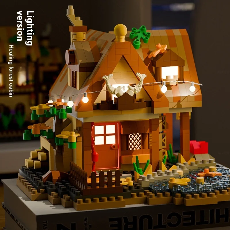 Bos Boomhuis Straatscène Verlichte versie Miniatuurarchitectuur Set Diy 3D Puzzel Cottage Desktop Decoratief cadeau