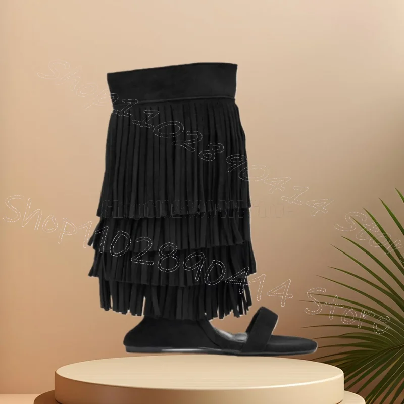 

Black Tassels Strange Style Heels Sandals Boots Side Zipper Women Shoes Open Toe Party Banquet Dating 2026 Zapatos Para Mujere