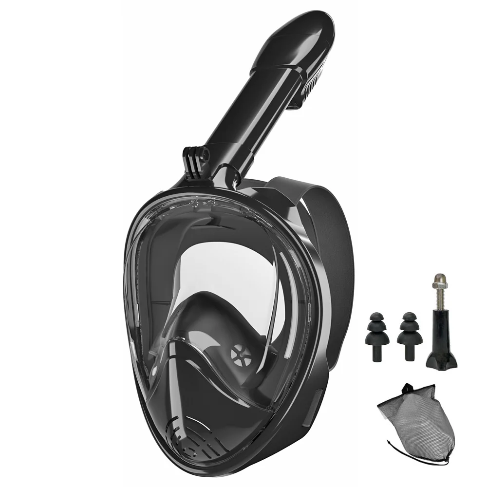 Volgelaatssnorkelmasker Siliconen duikmasker Volledig droog panoramisch met camerahouder Zwembril met groot frame voor volwassenen
