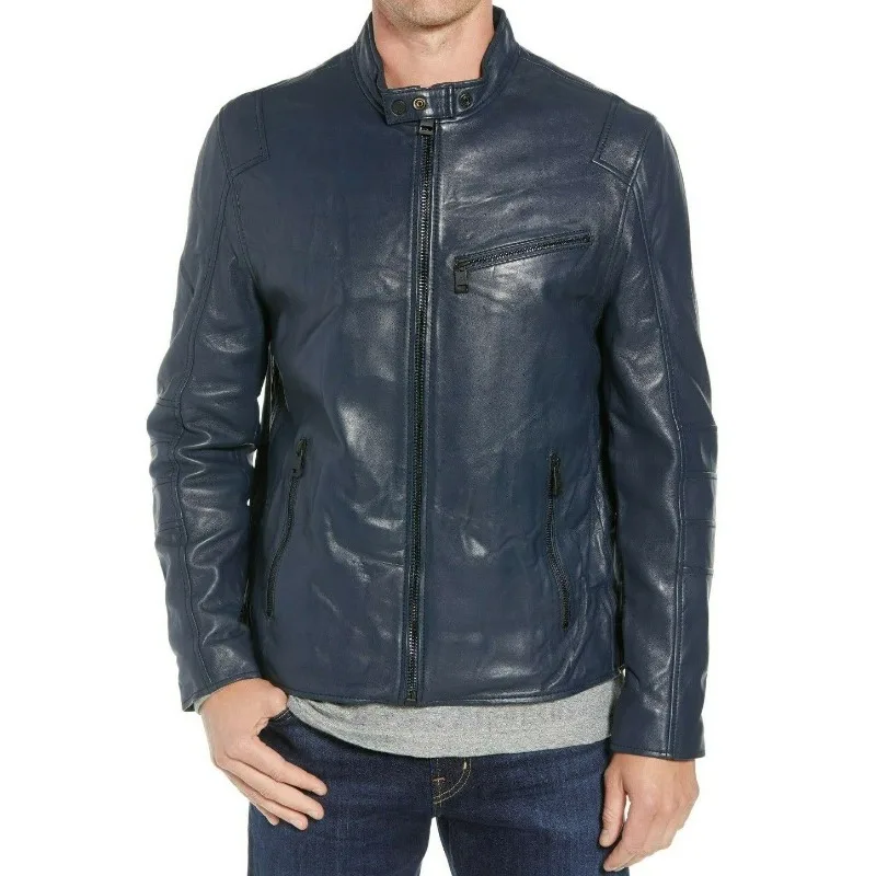 

Leather Jacket for Men 100% Genuine Real Lambskin Slim Fit Biker Jacket Fashionable Trend