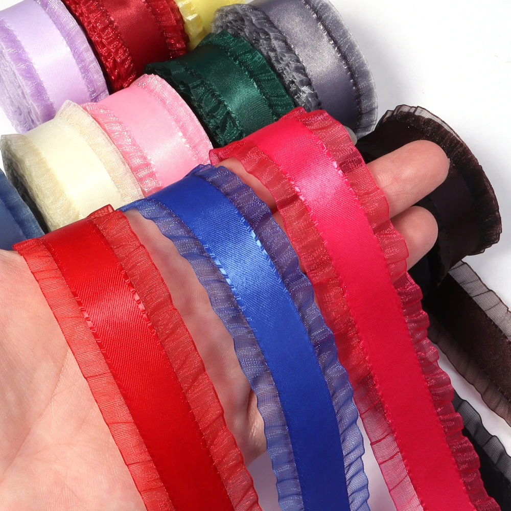 5 Yards/Rolle Rock Satinband 2,5 cm Wellenkantige Bänder Geschenkverpackung Weihnachten Spitze Nähzubehör Hochzeit Party Dekoration