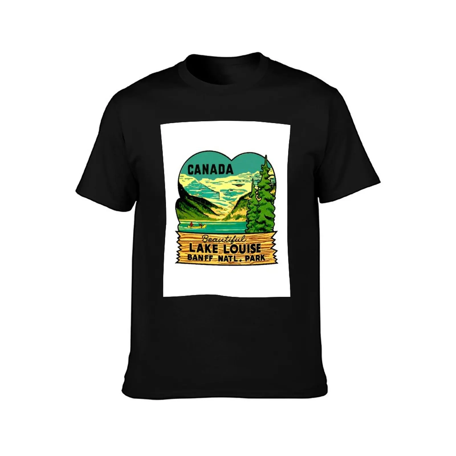 Beautiful Lake Louise Vintage Travel Decal T-Shirt Work Wear Short Sleeve T-Shirt