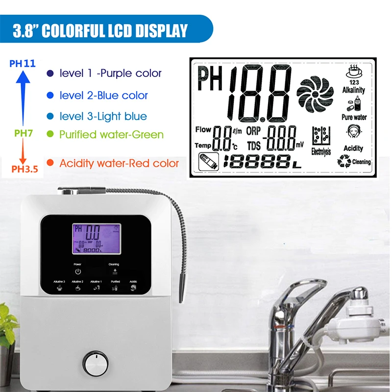 11 plates Muiltifunctional Alkaline Water Ionizer Machine pH 3-11 Alkaline Acidic Water Purifier kangen Water Ionizer Machine