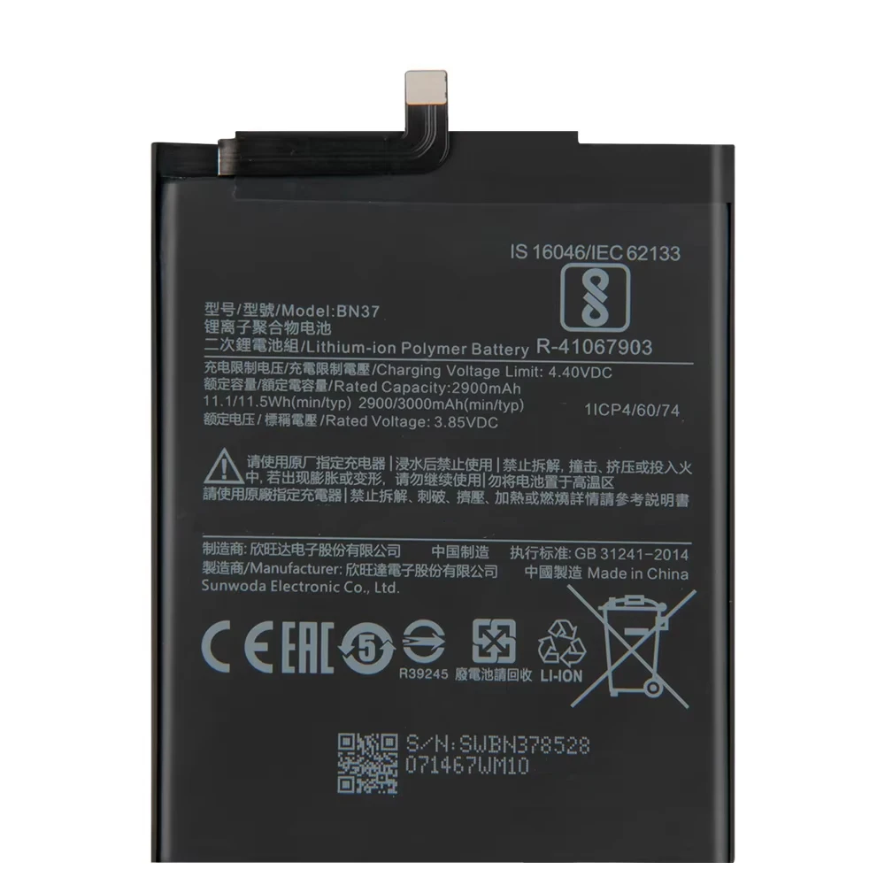 Brand New Replacement Battery BN37 For Xiaomi Mi Redmi6 Redmi 6 Redmi 6A Phone Batteries 3000mAh