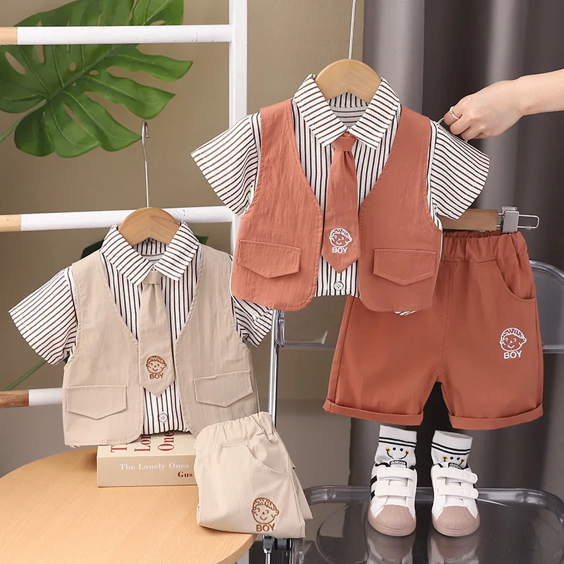 New Summer Baby Boys Clothes Suit Children Shirt Shorts 2Pcs/Sets Toddler Clothing Infant Casual Cotton Costume Kids Tracksuits