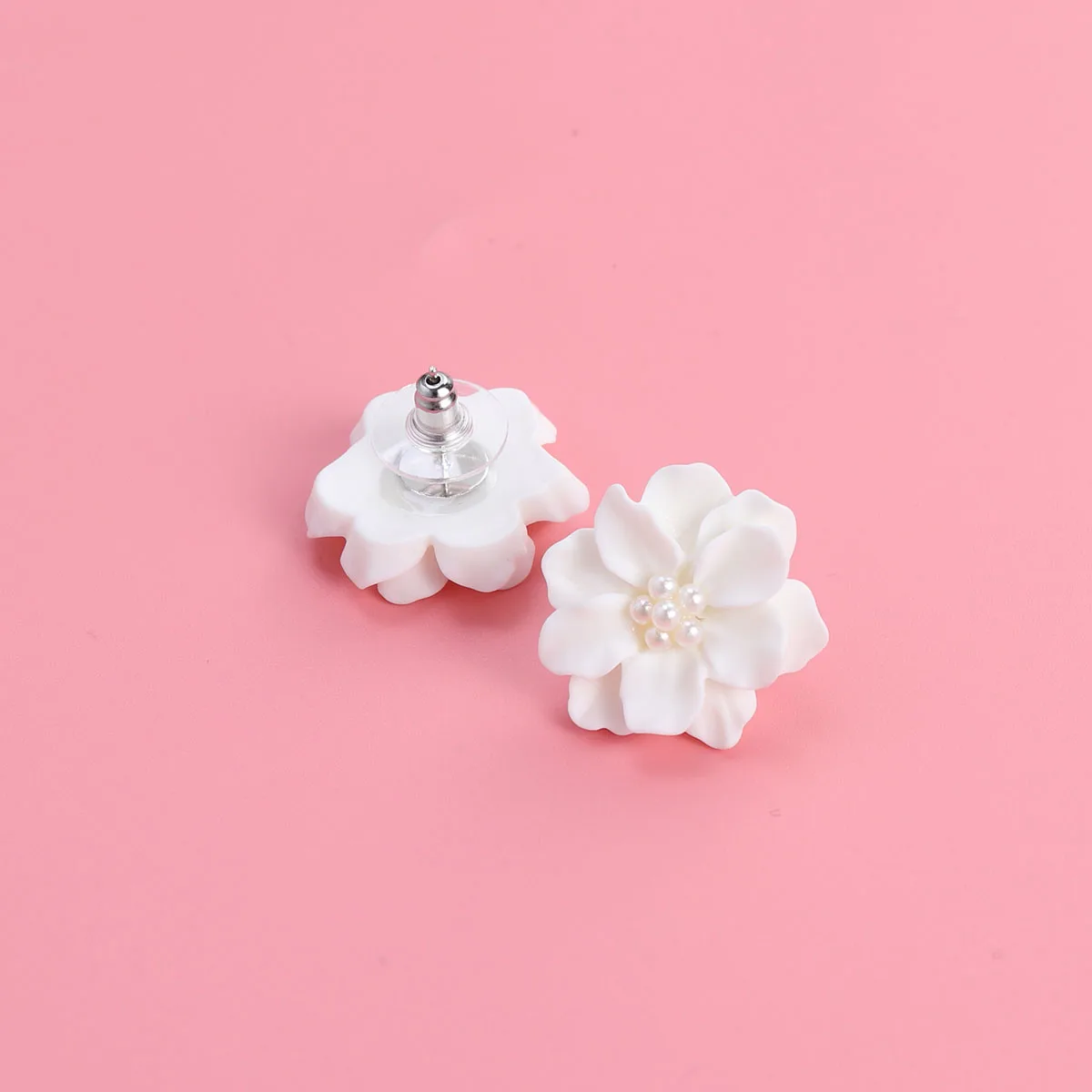

1Pair Women Earrings Small Fresh Festival Symmetrical Resin Ear Studs and Rings Jewelry Gift (White)