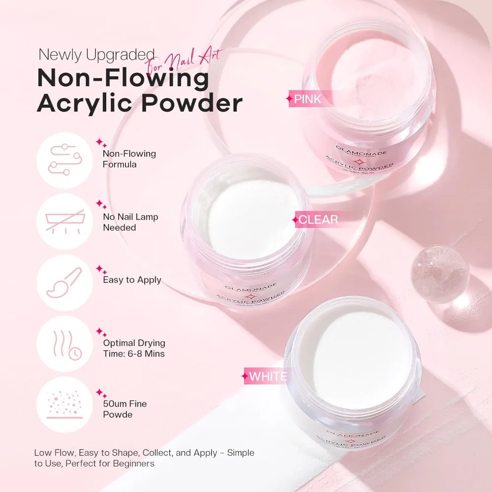 Kit d'ongles en acrylique pour débutant avec perceuse, lampe UV, vernis et outils pour usage domestique en salon