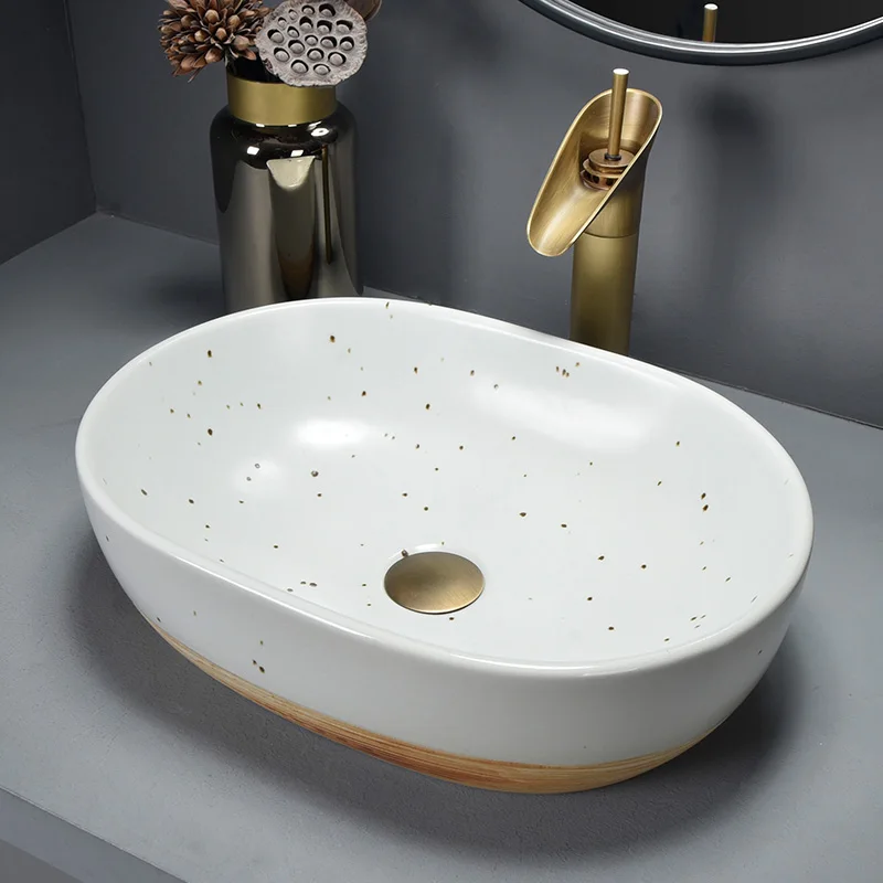 

Yellow color China Artistic Handmade Ceramic Bathroom Sinks Lavobo Round Countertop elegant wash basin