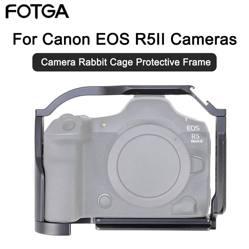 FOTGA R5 II Camera Cage For Canon EOS R5 Mark II Camera Video Cage with Cold Shoe Quick Release Plate for Arca-Swiss Dovetail