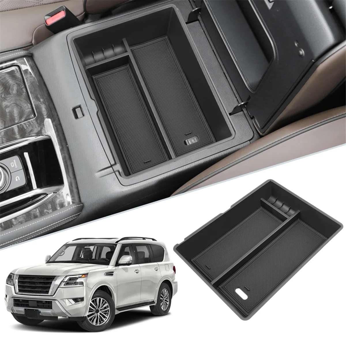 For Nissan Armada 2021-2023 Infiniti QX80 2022 2023 Center Console Organizer Insert Armrest Storage Box Tray Accessories