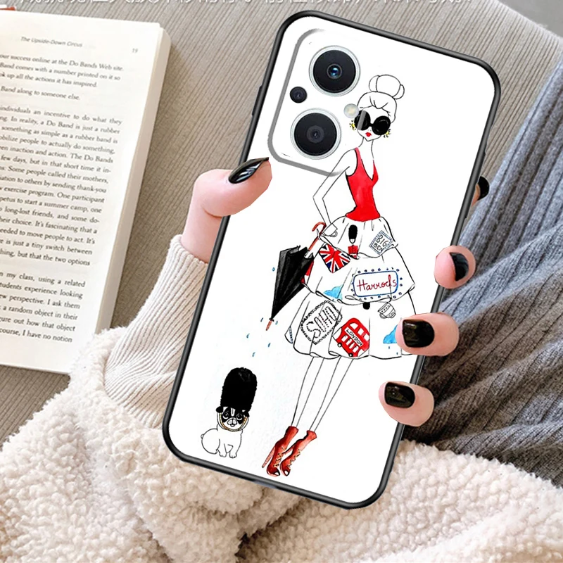 حافظة فتاة تسوق Harrods لهاتف OPPO Reno 13 13F 12 11 F 8T 7 8 10 Pro OPPO Find X8 Pro X6 X3 X5 Lite غطاء Fundas